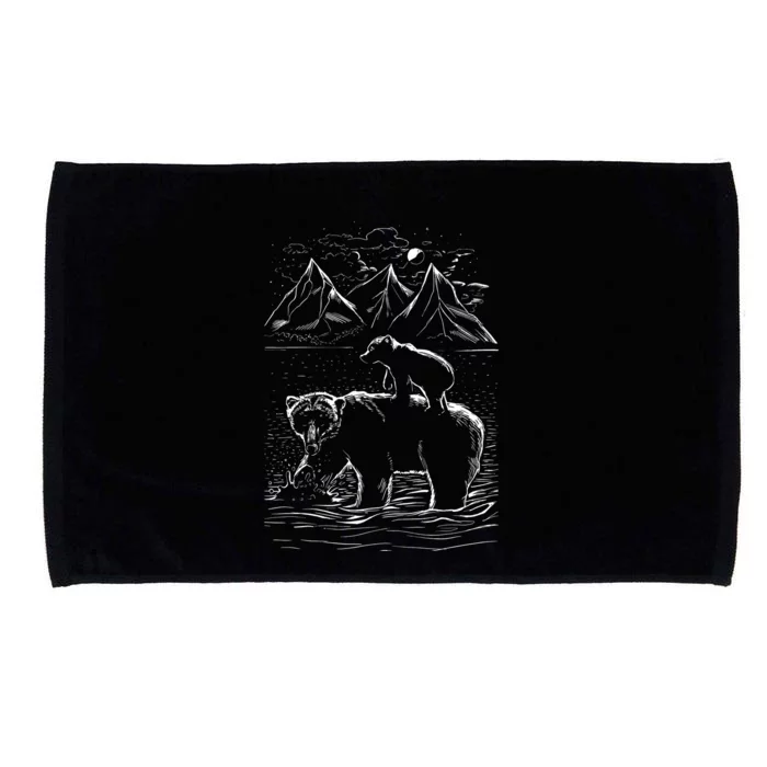 Bear Family In The Wild Microfiber Hand Towel