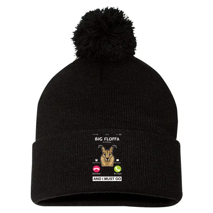 Big Floppa Is Calling Caracal Big Cat Floopa Memes Pom Pom 12in Knit Beanie