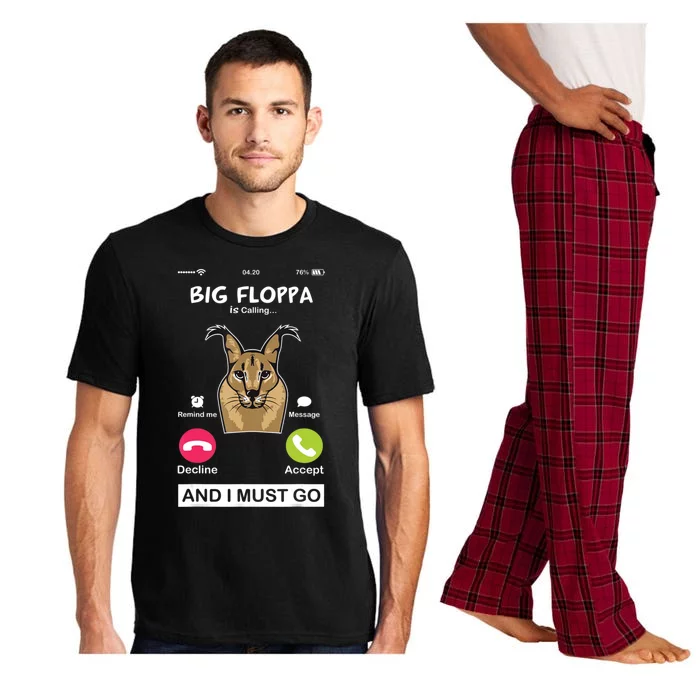 Big Floppa Is Calling Caracal Big Cat Floopa Memes Pajama Set