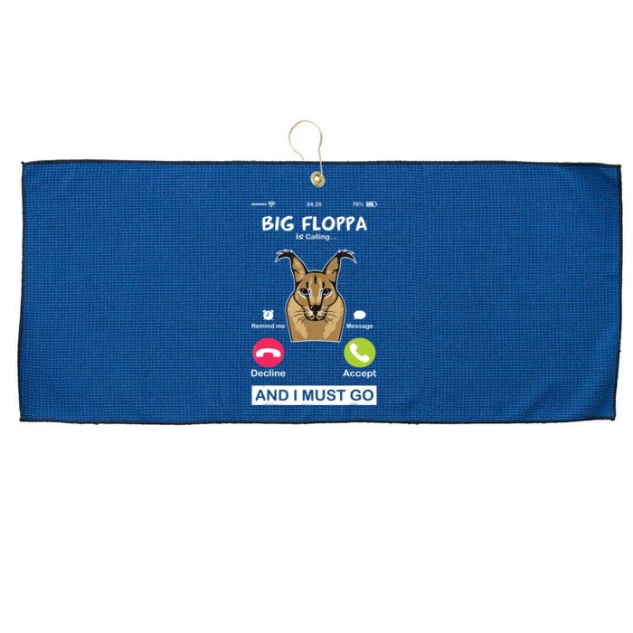 Big Floppa Is Calling Caracal Big Cat Floopa Memes Large Microfiber Waffle Golf Towel