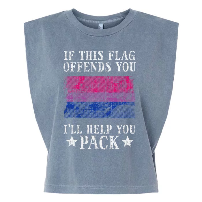 Bisexual Flag If This Offends You Bi Pride Lgbtq Garment-Dyed Women's Muscle Tee