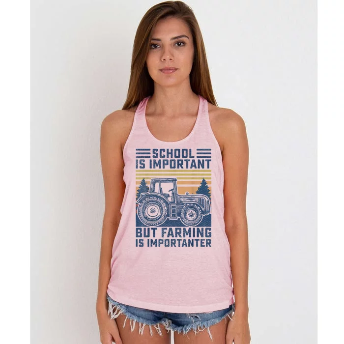 But Farming Is Importanter Farmer Tractor Funny Farm Boys Women's Knotted Racerback Tank