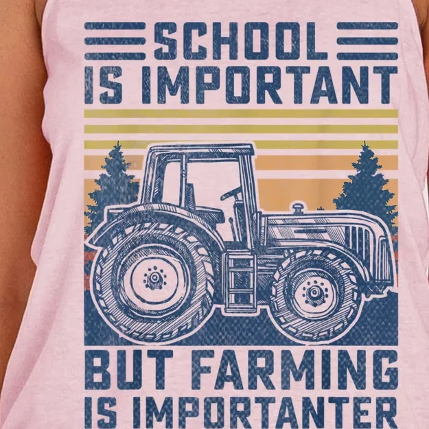 But Farming Is Importanter Farmer Tractor Funny Farm Boys Women's Knotted Racerback Tank