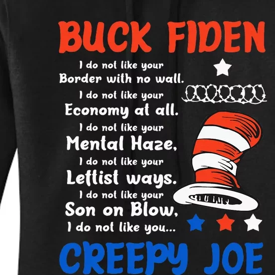 Buck Fiden I Do Not Like Your Border With No Wall Us Flag Women's Pullover Hoodie