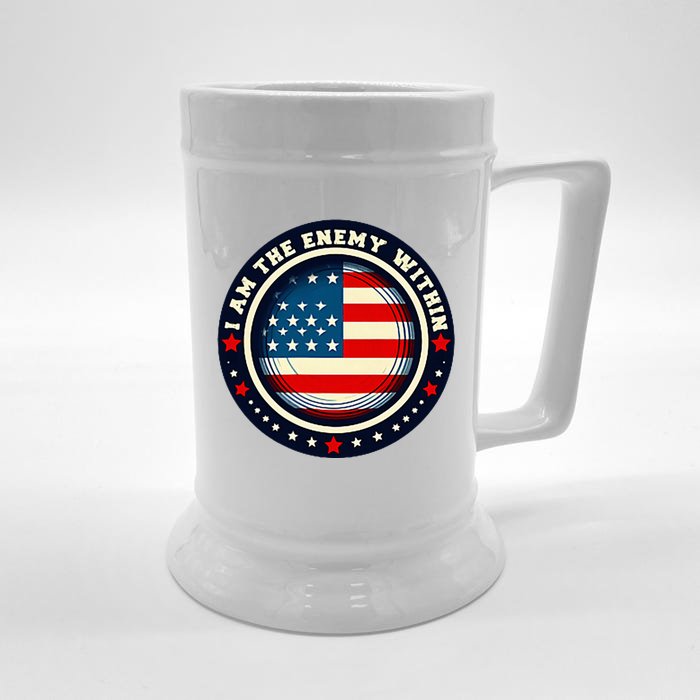 Badge For I Am The Enemy 2024 Kamala Harris Front & Back Beer Stein