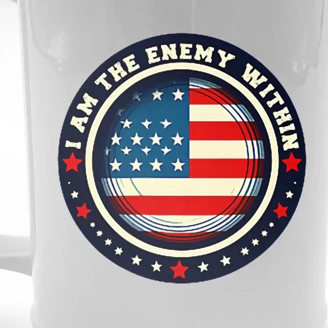 Badge For I Am The Enemy 2024 Kamala Harris Front & Back Beer Stein