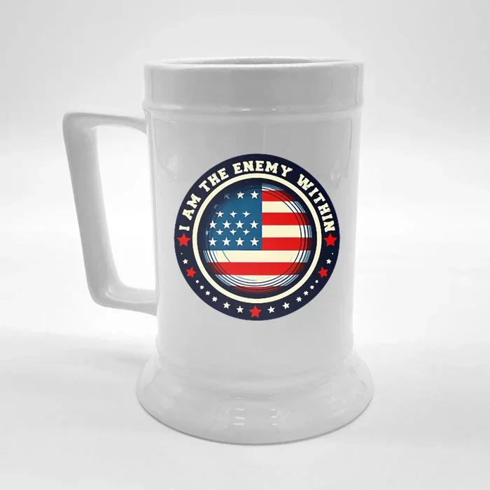 Badge For I Am The Enemy 2024 Kamala Harris Front & Back Beer Stein