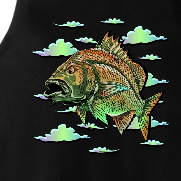 Bass Fishing Illustration River Hook Ladies Tri-Blend Wicking Tank