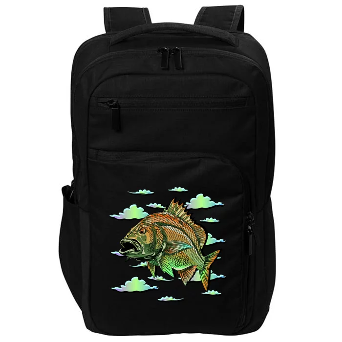 Bass Fishing Illustration River Hook Impact Tech Backpack