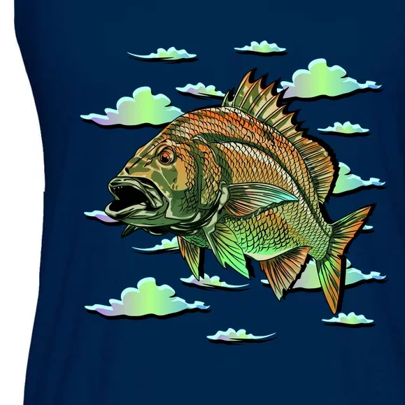 Bass Fishing Illustration River Hook Ladies Essential Flowy Tank