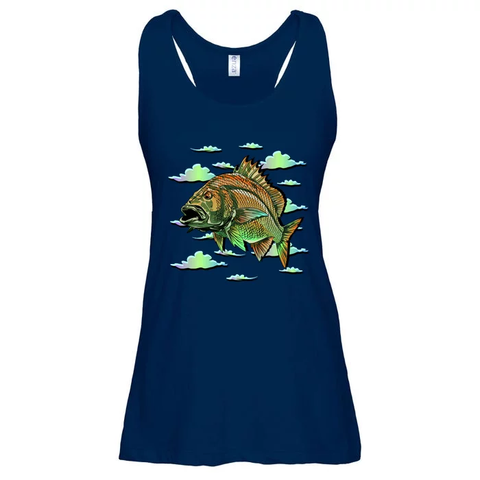 Bass Fishing Illustration River Hook Ladies Essential Flowy Tank