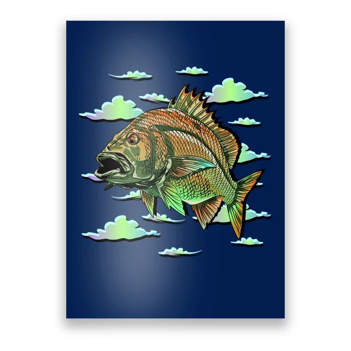 Bass Fishing Illustration River Hook Poster