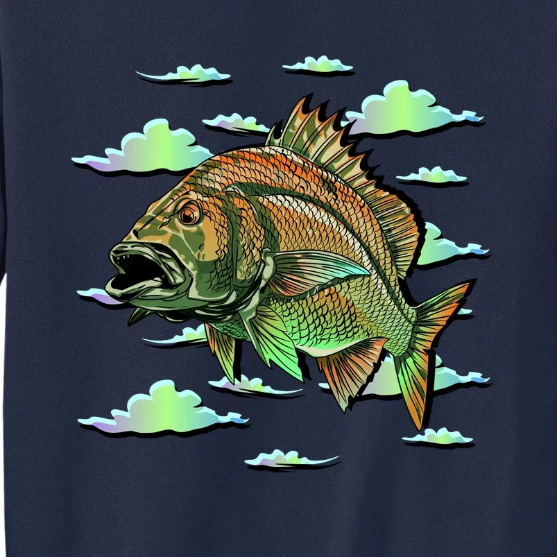 Bass Fishing Illustration River Hook Tall Sweatshirt