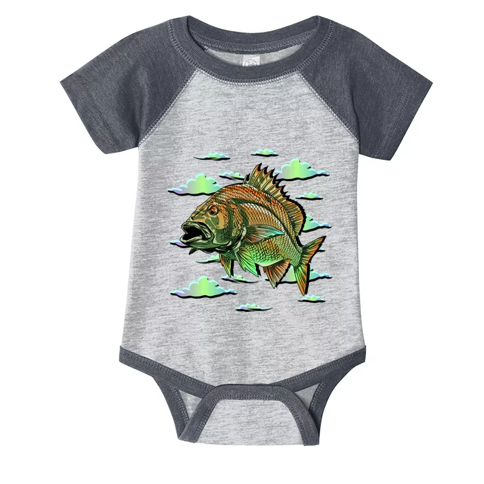 Bass Fishing Illustration River Hook Infant Baby Jersey Bodysuit