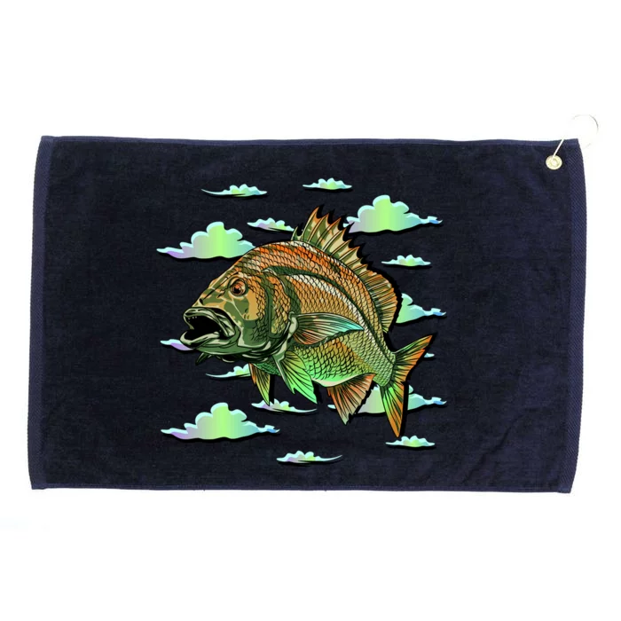 Bass Fishing Illustration River Hook Grommeted Golf Towel