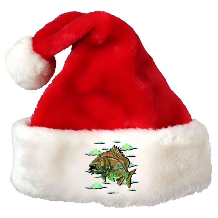 Bass Fishing Illustration River Hook Premium Christmas Santa Hat