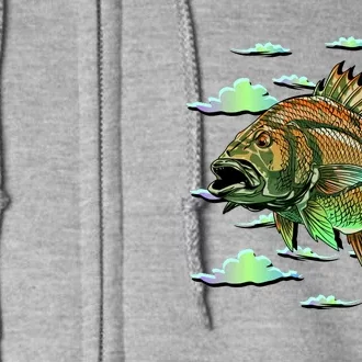 Bass Fishing Illustration River Hook Full Zip Hoodie