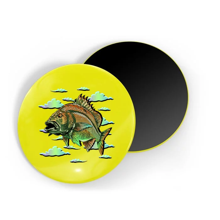 Bass Fishing Illustration River Hook Magnet