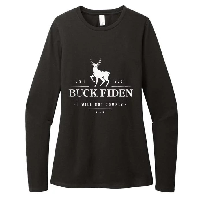 Buck Fiden I Will Not Comply Deer Womens CVC Long Sleeve Shirt