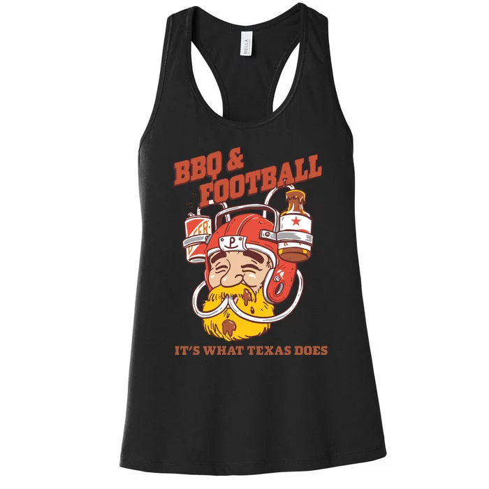 Bbq & Football ItS What Texas Does Women's Racerback Tank