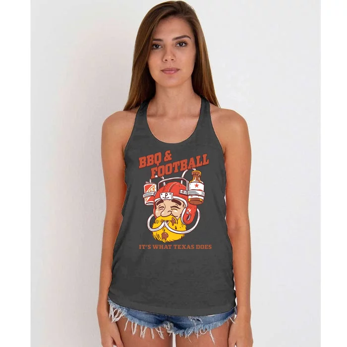 Bbq & Football ItS What Texas Does Women's Knotted Racerback Tank