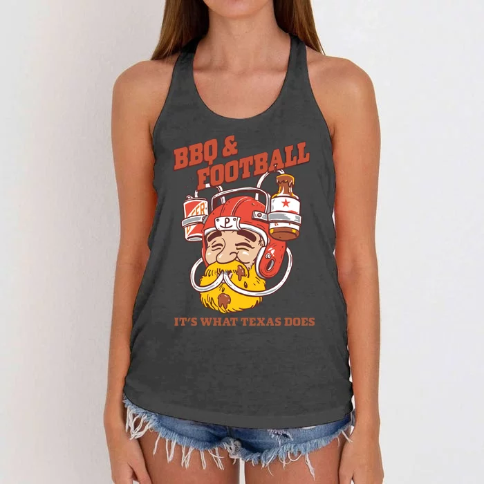 Bbq & Football ItS What Texas Does Women's Knotted Racerback Tank