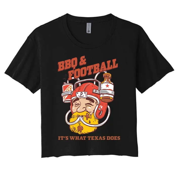 Bbq & Football ItS What Texas Does Women's Crop Top Tee