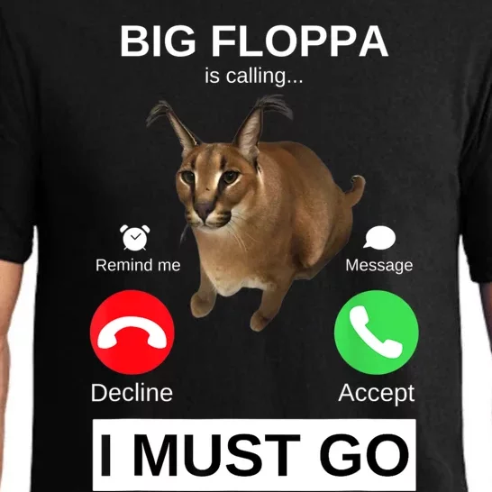 Big Floppa Is Calling Funny Caracal Big Cat Meme Pajama Set