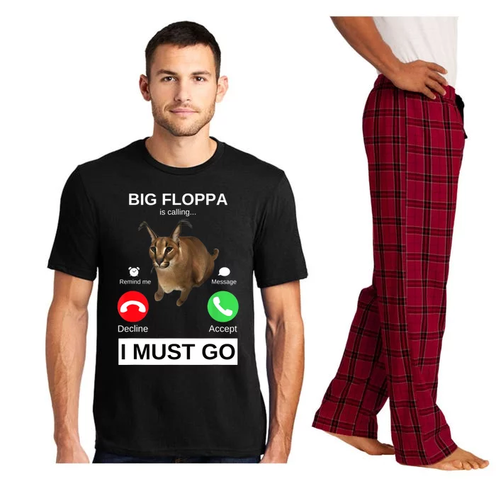 Big Floppa Is Calling Funny Caracal Big Cat Meme Pajama Set