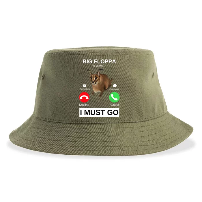 Big Floppa Is Calling Funny Caracal Big Cat Meme Sustainable Bucket Hat