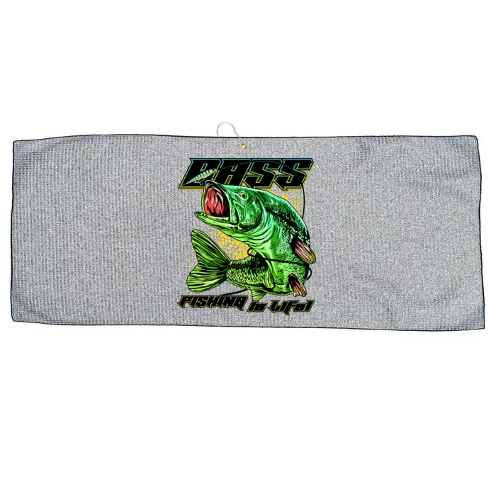 Bass Fishing Is Life Large Microfiber Waffle Golf Towel