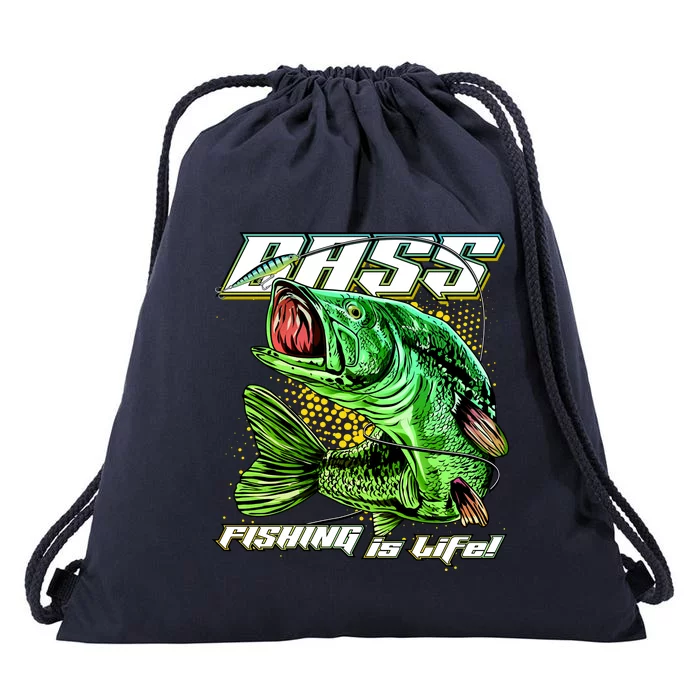 Bass Fishing Is Life Drawstring Bag