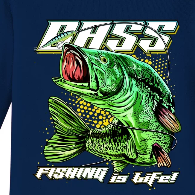 Bass Fishing Is Life Baby Long Sleeve Bodysuit