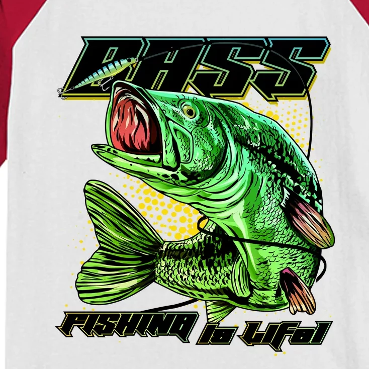 Bass Fishing Is Life Kids Colorblock Raglan Jersey