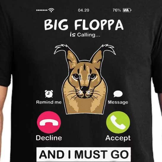 Big Floppa Is Calling Caracal Big Cat Meme Funny Cat Floopa Pajama Set