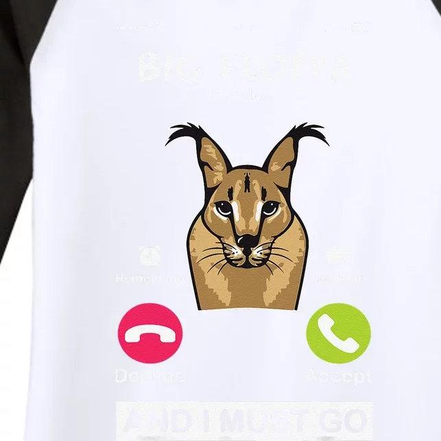 Big Floppa Is Calling Caracal Big Cat Meme Funny Cat Floopa Women's Tri-Blend 3/4-Sleeve Raglan Shirt