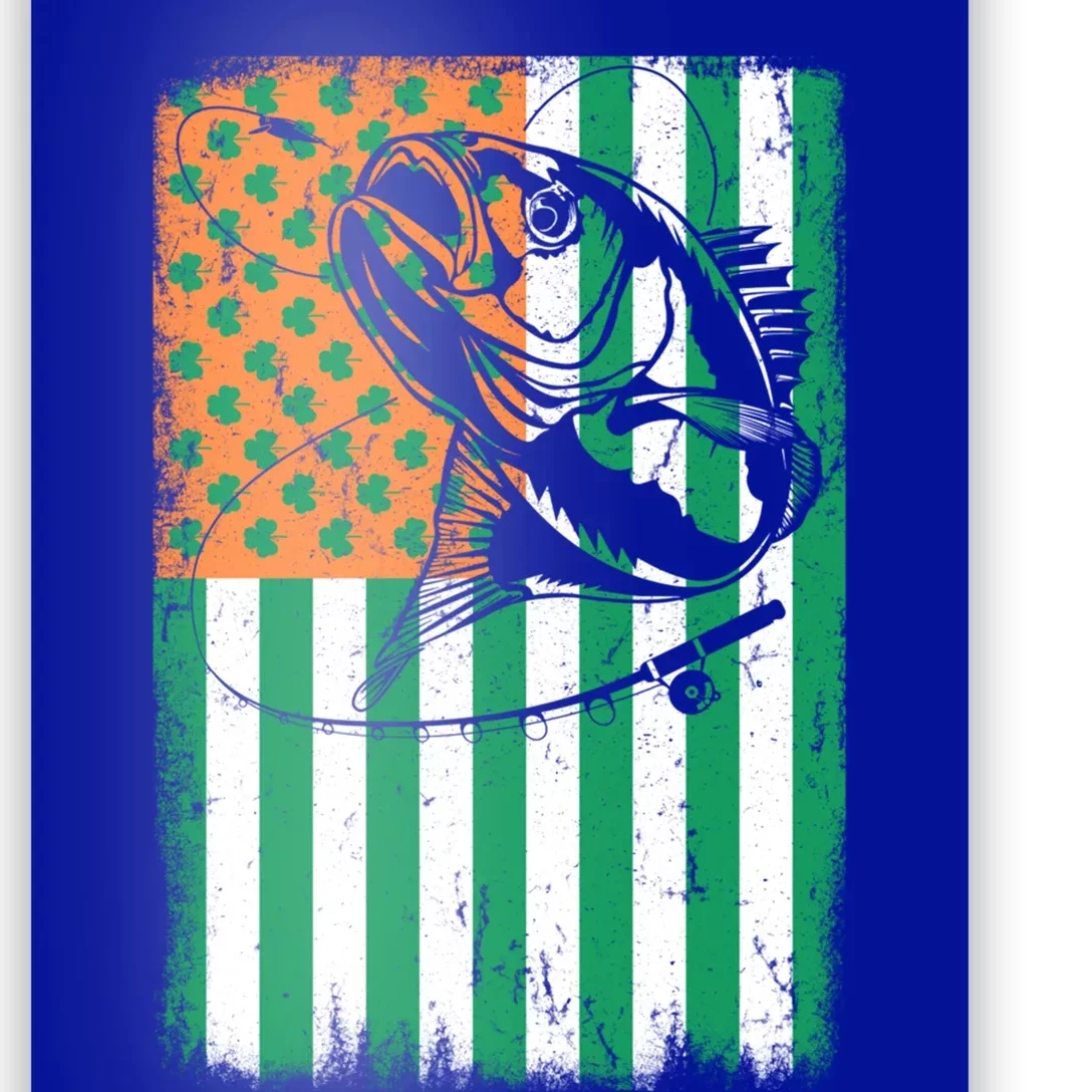 Bass Fishing Irish American Flag St Patrick's Day Fisher Meaningful Gift Poster