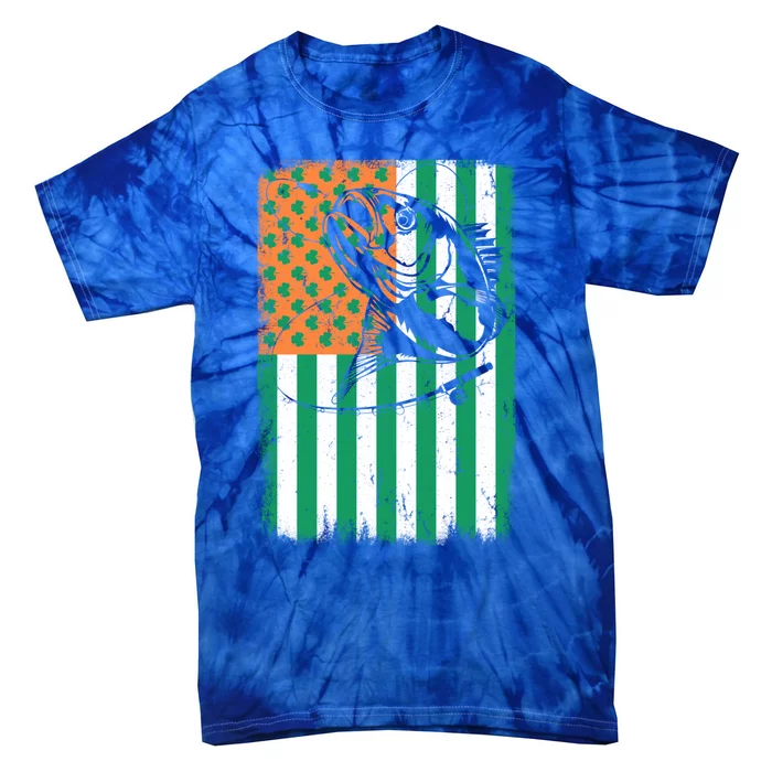 Bass Fishing Irish American Flag St Patrick's Day Fisher Meaningful Gift Tie-Dye T-Shirt