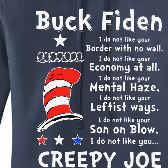 Buck Fiden I Do Not Like Your Border With No Wall Us Flag Women's Pullover Hoodie