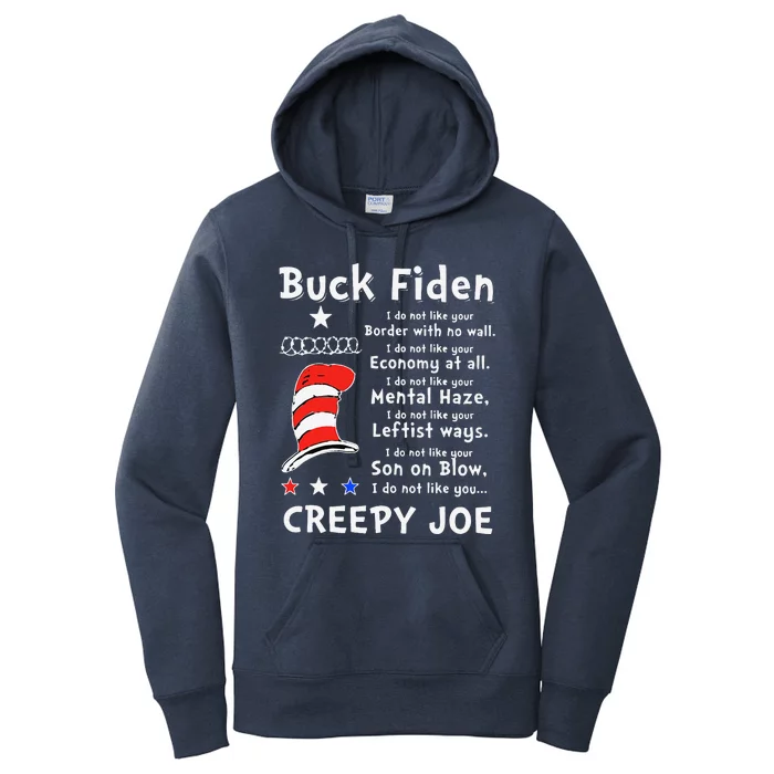 Buck Fiden I Do Not Like Your Border With No Wall Us Flag Women's Pullover Hoodie