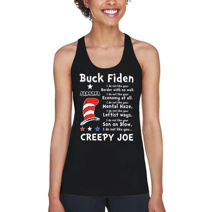 Buck Fiden I Do Not Like Your Border With No Wall Us Flag Women's Racerback Tank