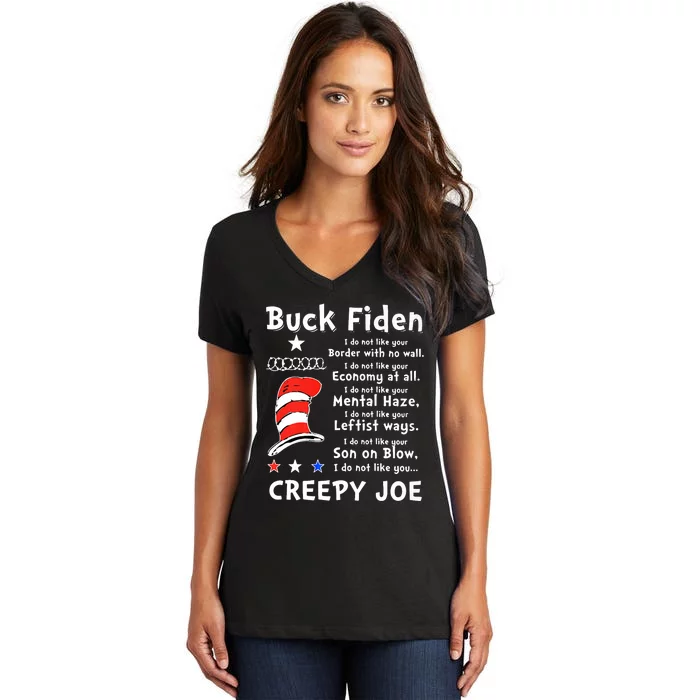 Buck Fiden I Do Not Like Your Border With No Wall Us Flag Women's V-Neck T-Shirt