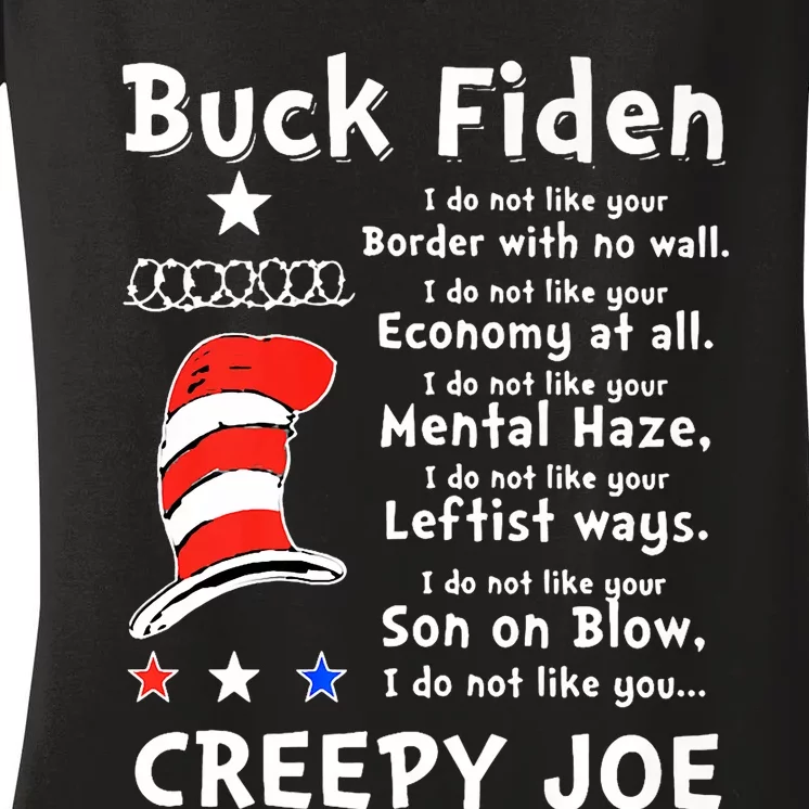 Buck Fiden I Do Not Like Your Border With No Wall Us Flag Women's V-Neck T-Shirt