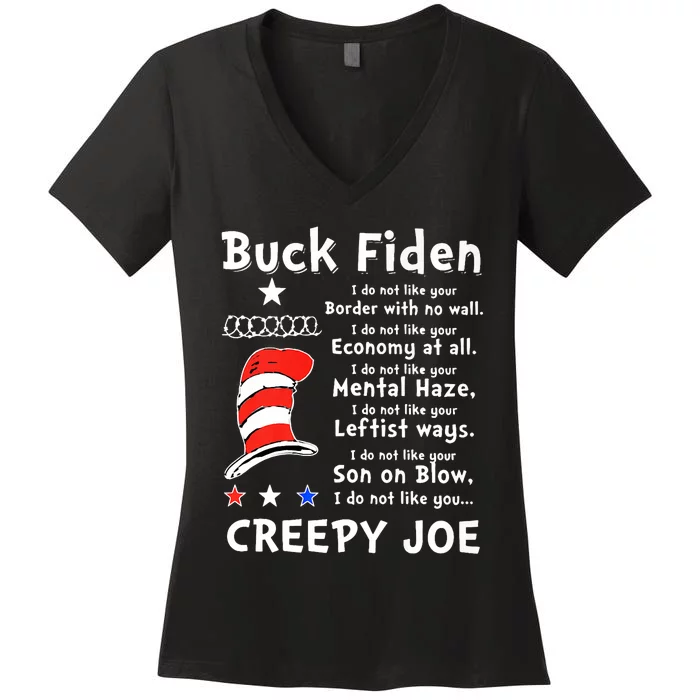 Buck Fiden I Do Not Like Your Border With No Wall Us Flag Women's V-Neck T-Shirt