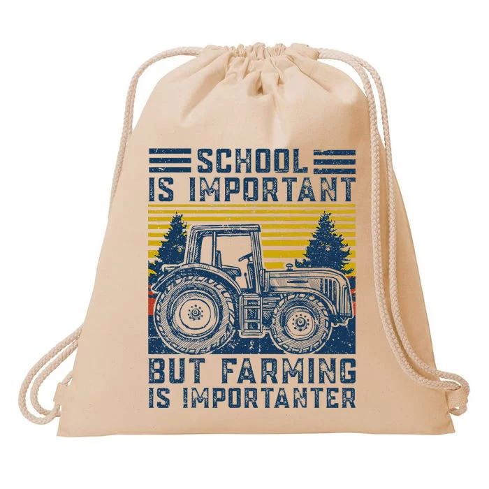 But Farming Is Importanter Farmer Tractor Funny Farm Drawstring Bag