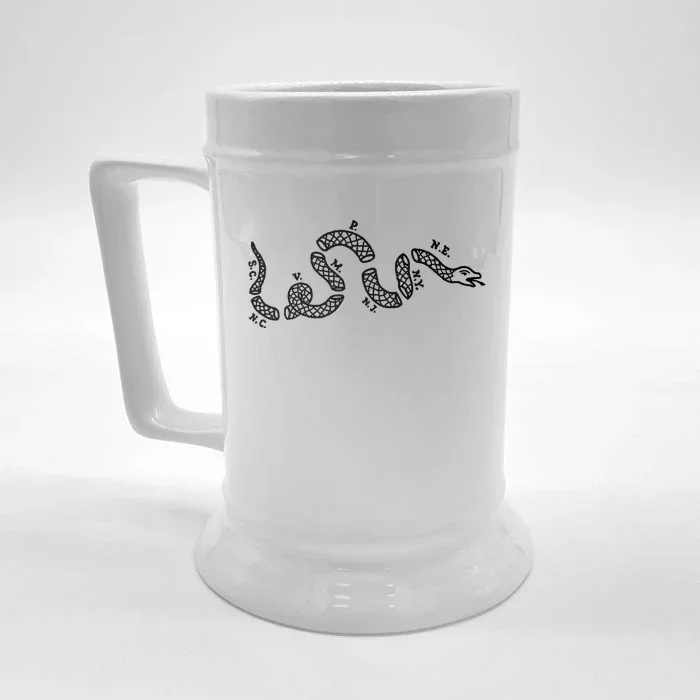 Benjamin Franklin Join Or Die Snake 1754 Revolution Gift Front & Back Beer Stein