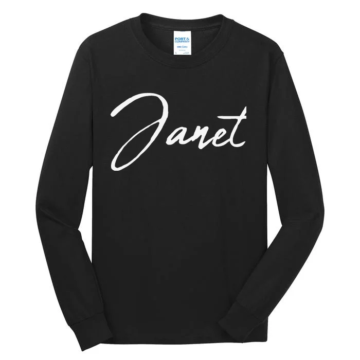 Beautiful Feminine Janet Handwritten Font Tall Long Sleeve T-Shirt