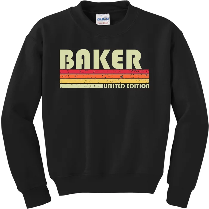 Baker Funny Job Title Profession Birthday Worker Idea Kids Sweatshirt