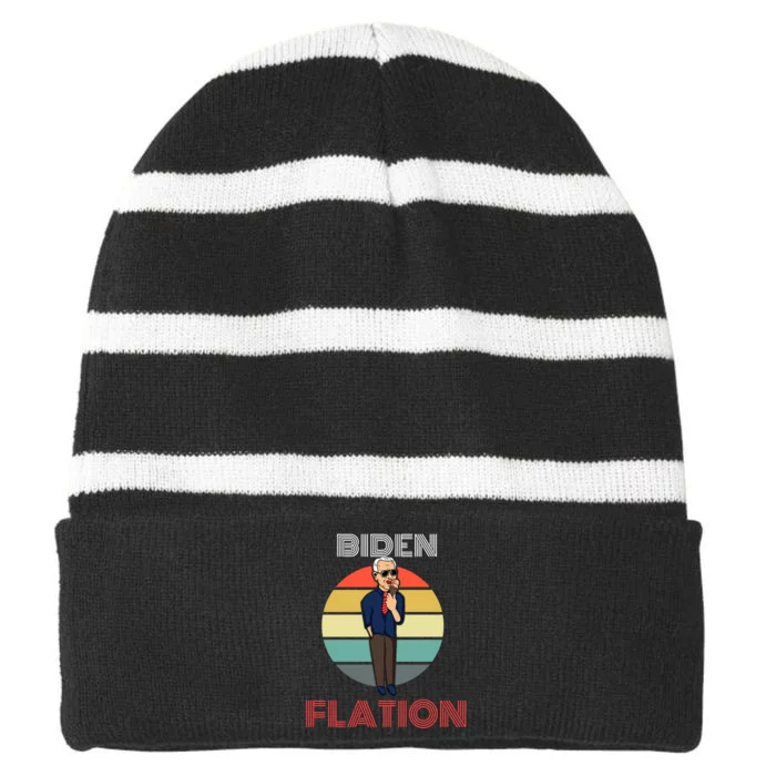 Biden Flation Joe Biden Sunset Striped Beanie with Solid Band