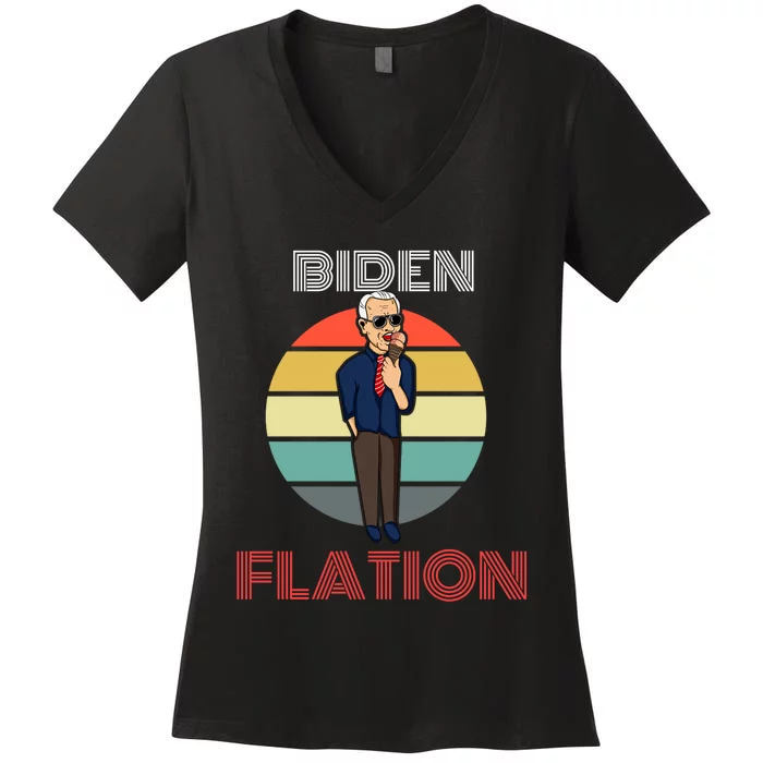 Biden Flation Joe Biden Sunset Women's V-Neck T-Shirt